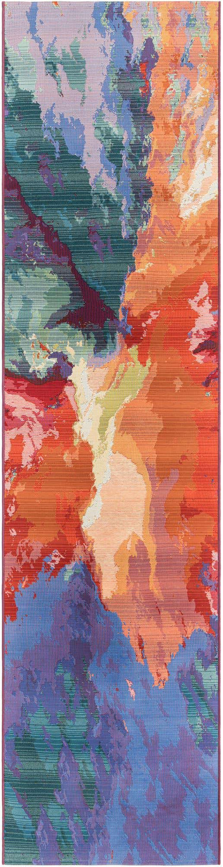 Multicolor 3' x 11' Outdoor Modern Runner Rug