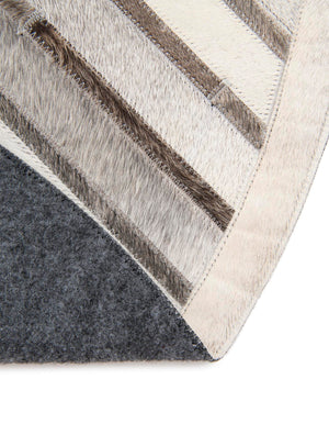 Gray Ivory 4' 1 x 4' 1 Cowhide Leather Round Rug