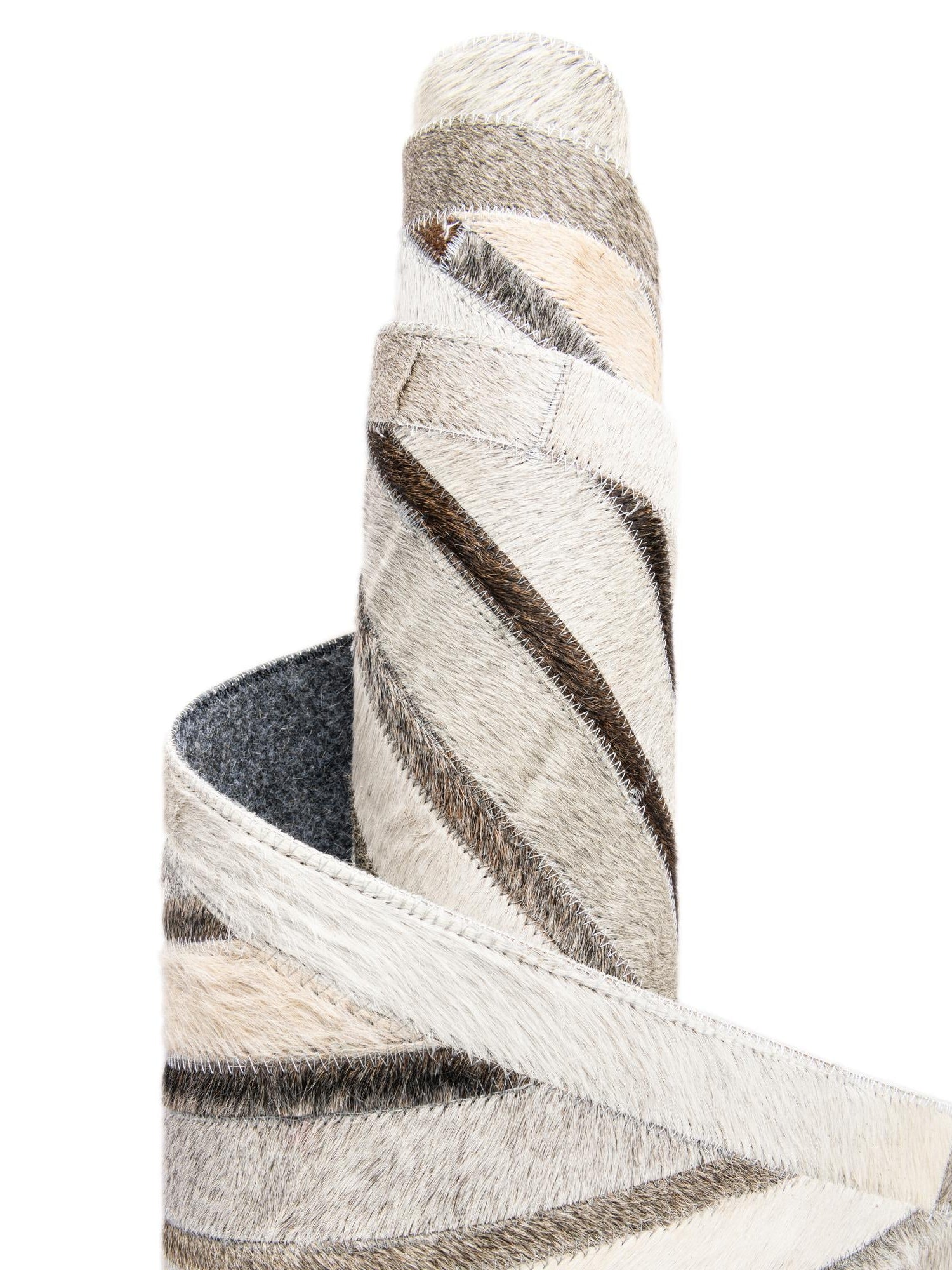 Authentic Luxury Gray Ivory 7' 10 x 7' 10 Cowhide Leather Round Area Rug Modern Interior Design 100% Real Natural Cowhide Carpet for Designer Home Decor for Sale at Rug Engine