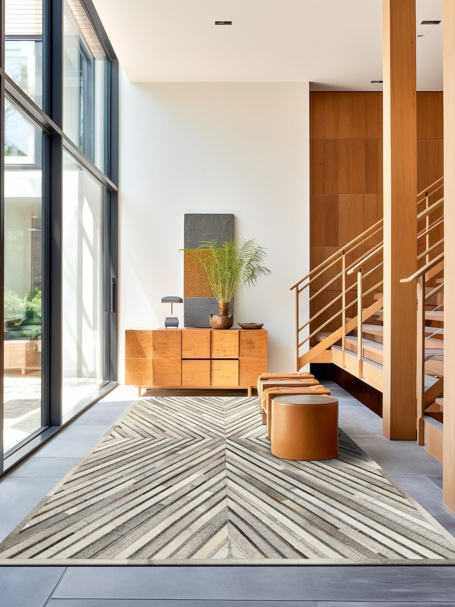 Authentic Luxury Gray Ivory 3' 1 x 5' 1 Cowhide Leather Rectangle Area Rug Modern Interior Design 100% Real Natural Cowhide Carpet for Designer Home Decor for Sale at Rug Engine