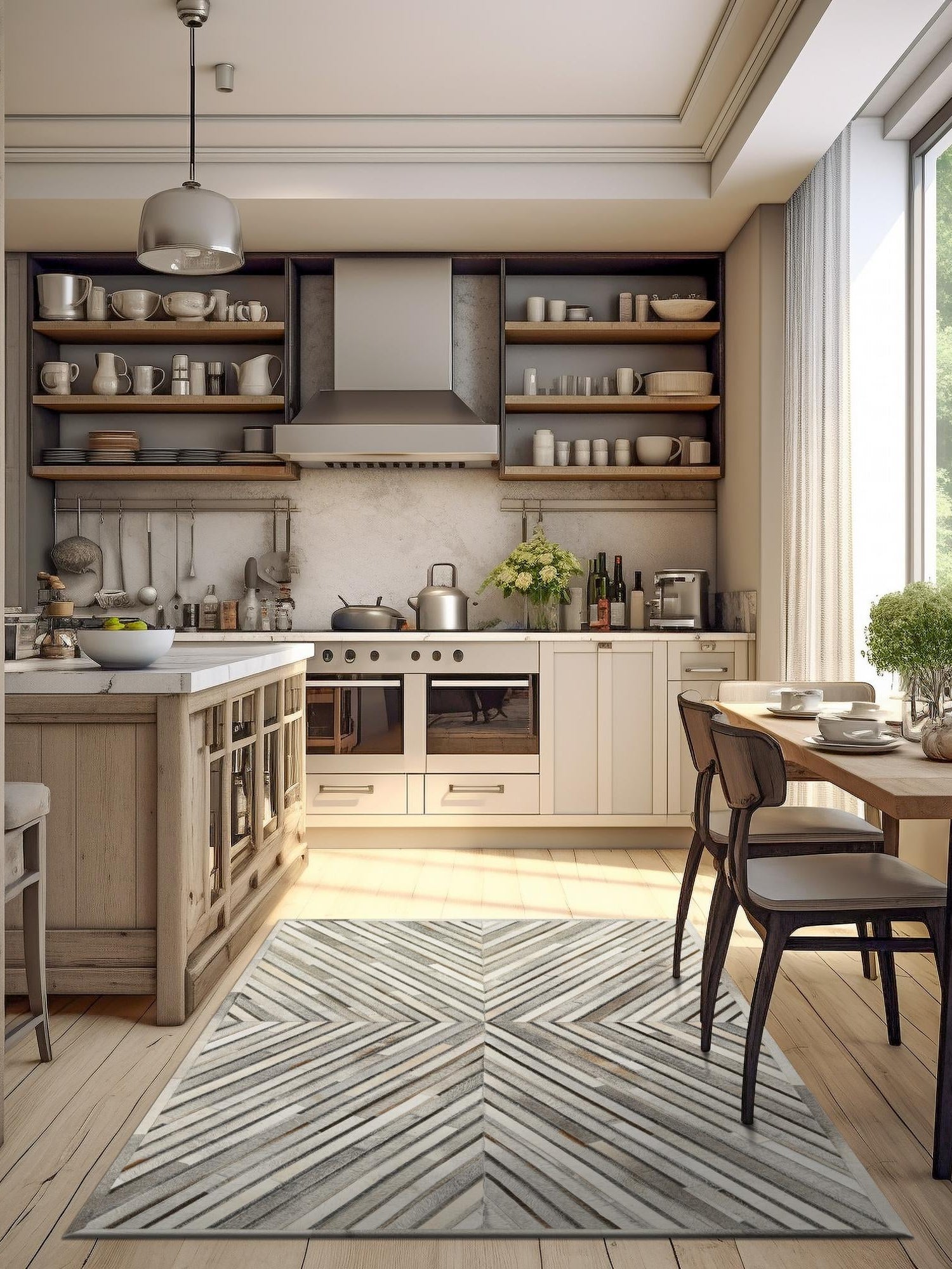 Authentic Luxury Gray Ivory 3' 1 x 5' 1 Cowhide Leather Rectangle Area Rug Modern Interior Design 100% Real Natural Cowhide Carpet for Designer Home Decor for Sale at Rug Engine