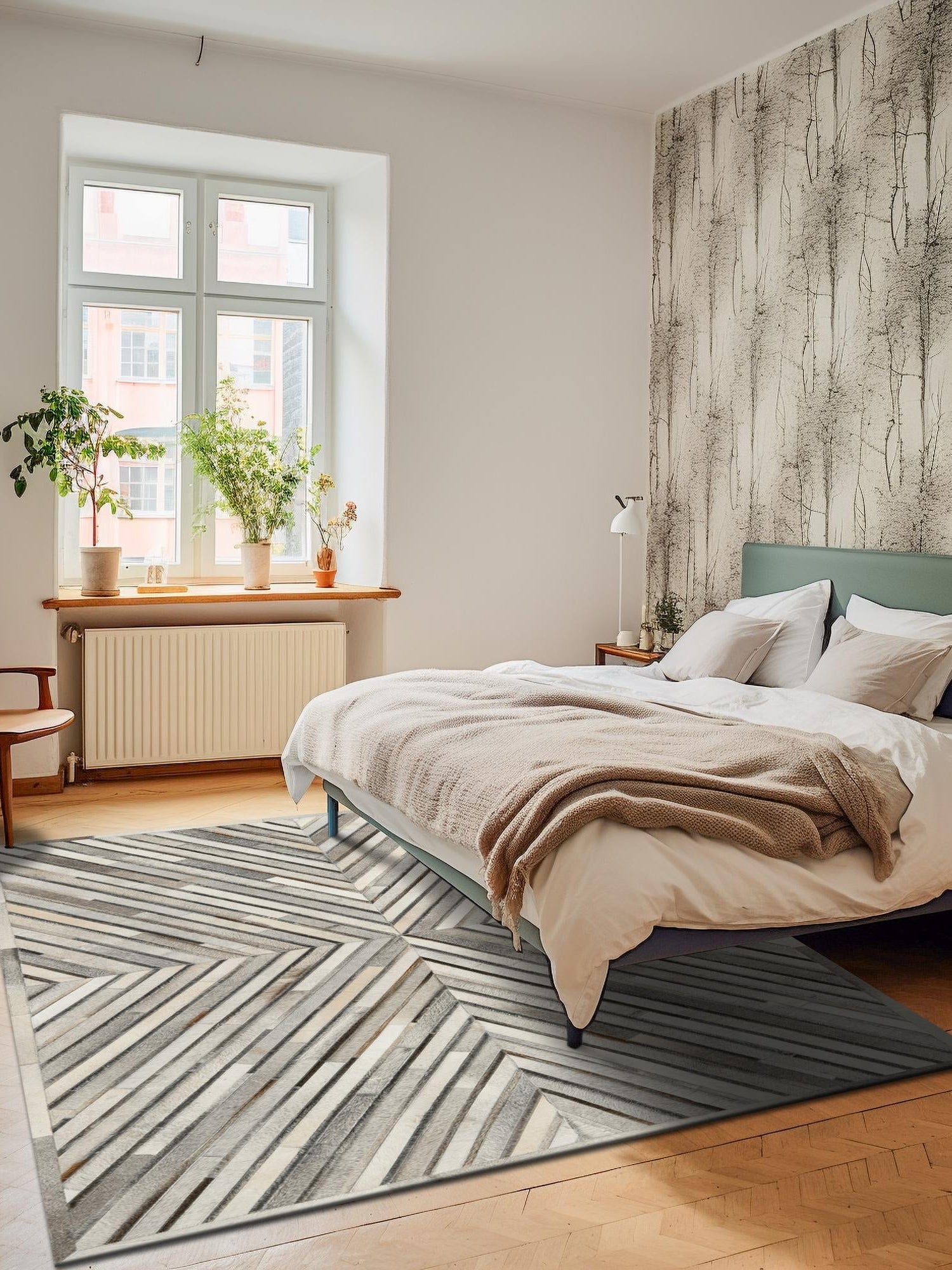 Authentic Luxury Gray Ivory 5' 3 x 8' Cowhide Leather Rectangle Area Rug Modern Interior Design 100% Real Natural Cowhide Carpet for Designer Home Decor for Sale at Rug Engine