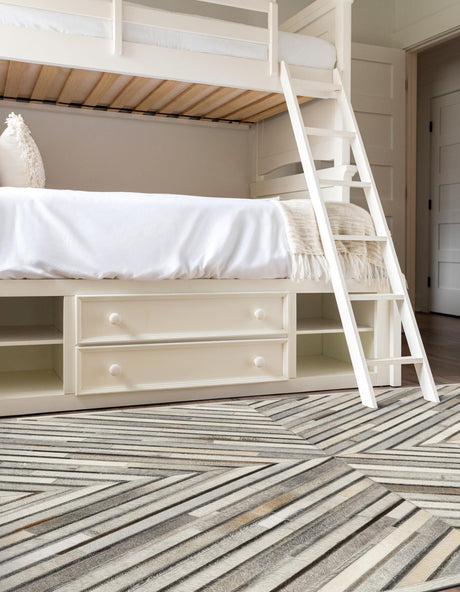 Authentic Luxury Gray Ivory 6' 1 x 9' Cowhide Leather Rectangle Area Rug Modern Interior Design 100% Real Natural Cowhide Carpet for Designer Home Decor for Sale at Rug Engine