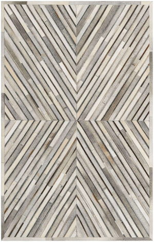 Gray Ivory 5' 3 x 8' Cowhide Leather Rectangle Rug