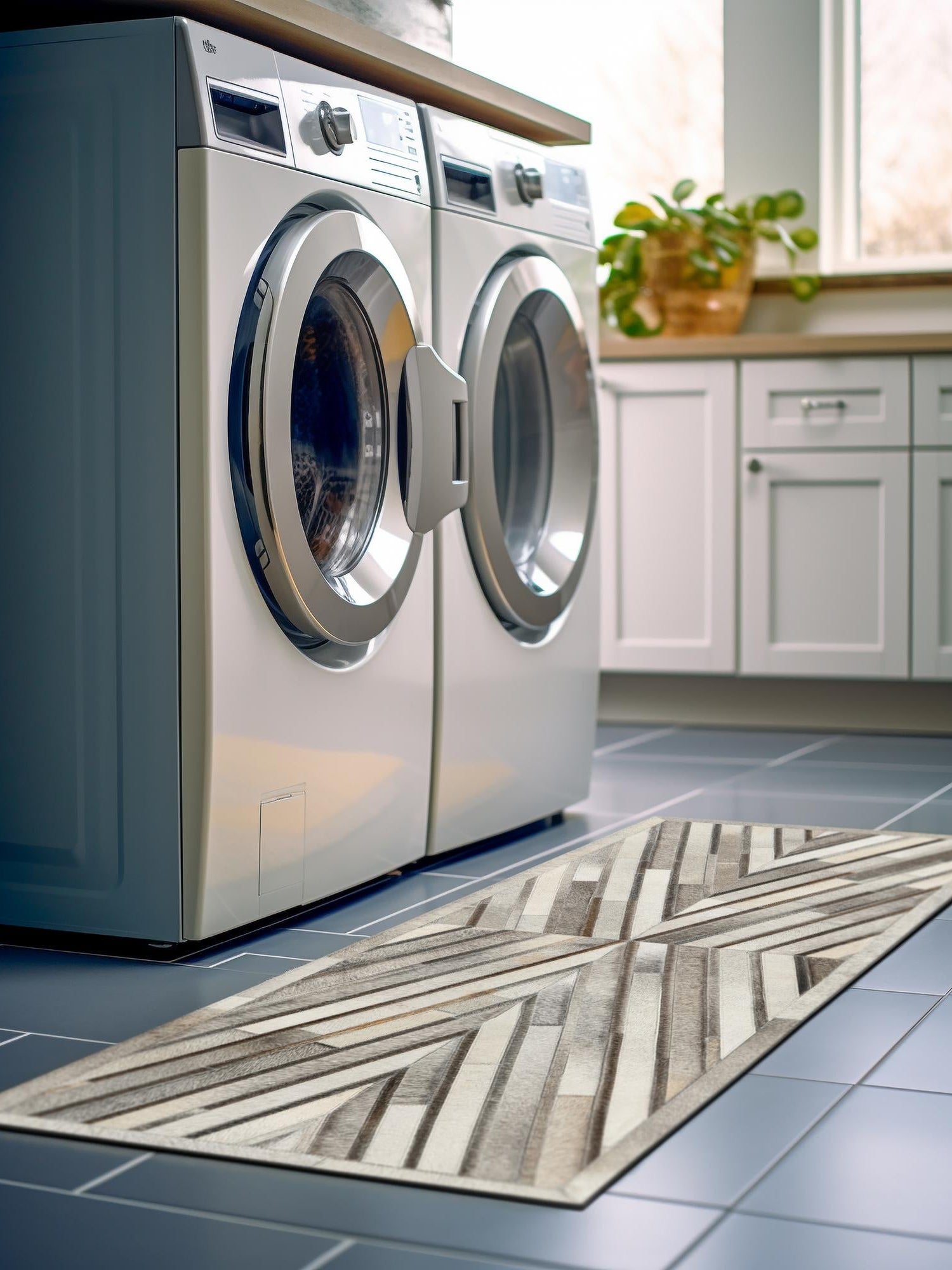 Authentic Luxury Gray Ivory 1' 2 x 3' 1 Cowhide Leather Runner Area Rug Modern Interior Design 100% Real Natural Cowhide Carpet for Designer Home Decor for Sale at Rug Engine