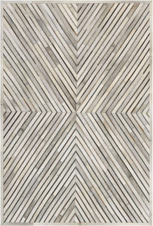 Gray Ivory 6' 1 x 9' Cowhide Leather Rectangle Rug