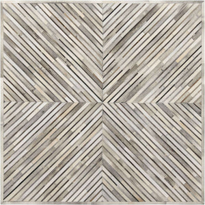 Gray Ivory 8' x 8' Cowhide Leather Square Rug
