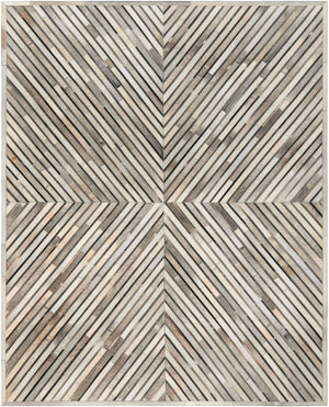 Gray Ivory 8' x 10' Cowhide Leather Rectangle Rug