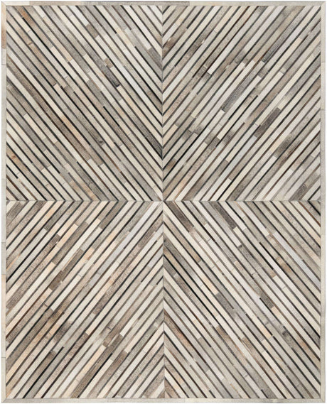 Gray Ivory 8' x 10' Cowhide Leather Rectangle Rug