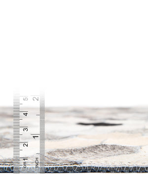 Ivory Gray 4' 1 x 4' 1 Cowhide Leather Round Rug