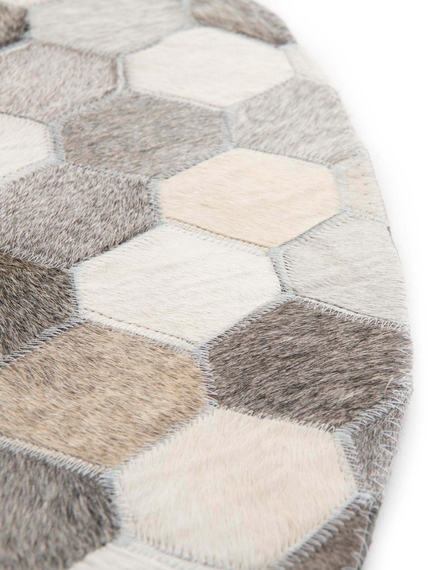 Authentic Luxury Ivory Gray 4' 1 x 4' 1 Cowhide Leather Round Area Rug Modern Interior Design 100% Real Natural Cowhide Carpet for Designer Home Decor for Sale at Rug Engine