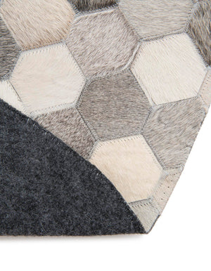 Ivory Gray 4' 1 x 4' 1 Cowhide Leather Round Rug