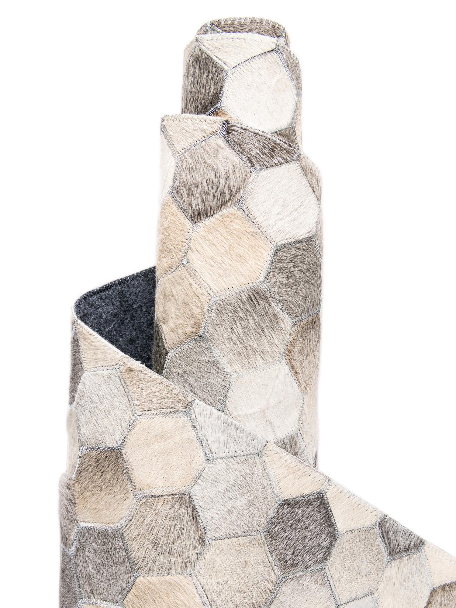 Authentic Luxury Ivory Gray 4' 1 x 4' 1 Cowhide Leather Round Area Rug Modern Interior Design 100% Real Natural Cowhide Carpet for Designer Home Decor for Sale at Rug Engine