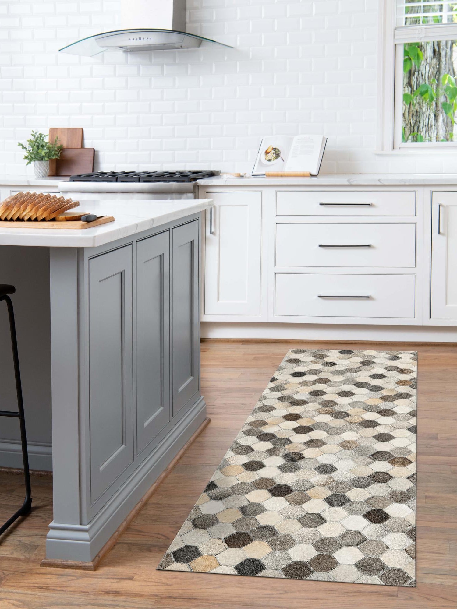 Authentic Luxury Ivory Gray 1' 2 x 3' 1 Cowhide Leather Runner Area Rug Modern Interior Design 100% Real Natural Cowhide Carpet for Designer Home Decor for Sale at Rug Engine