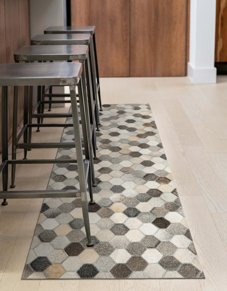 Authentic Luxury Ivory Gray 2' 2 x 4' 1 Cowhide Leather Runner Area Rug Modern Interior Design 100% Real Natural Cowhide Carpet for Designer Home Decor for Sale at Rug Engine