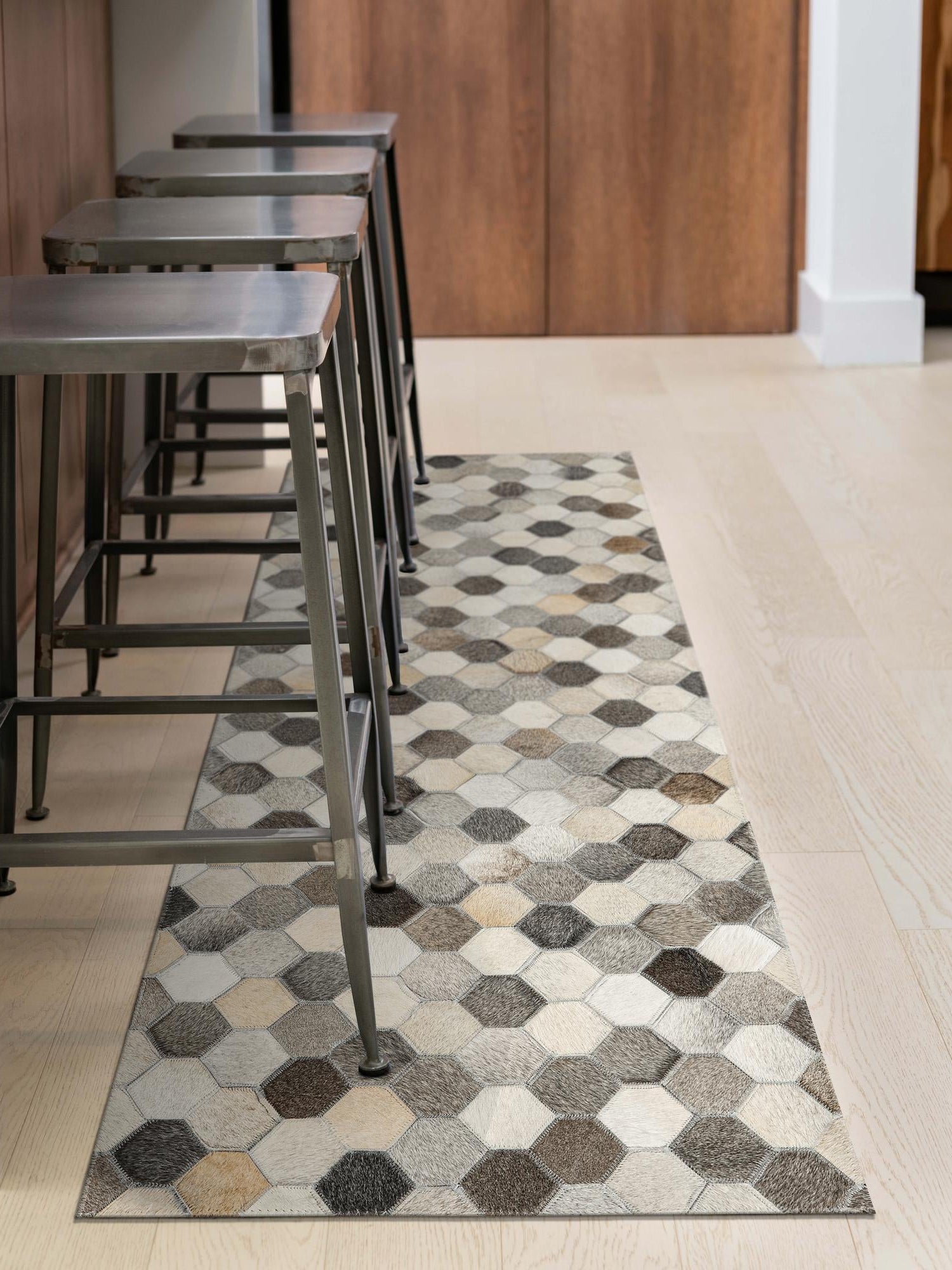 Authentic Luxury Ivory Gray 1' 2 x 3' 1 Cowhide Leather Runner Area Rug Modern Interior Design 100% Real Natural Cowhide Carpet for Designer Home Decor for Sale at Rug Engine