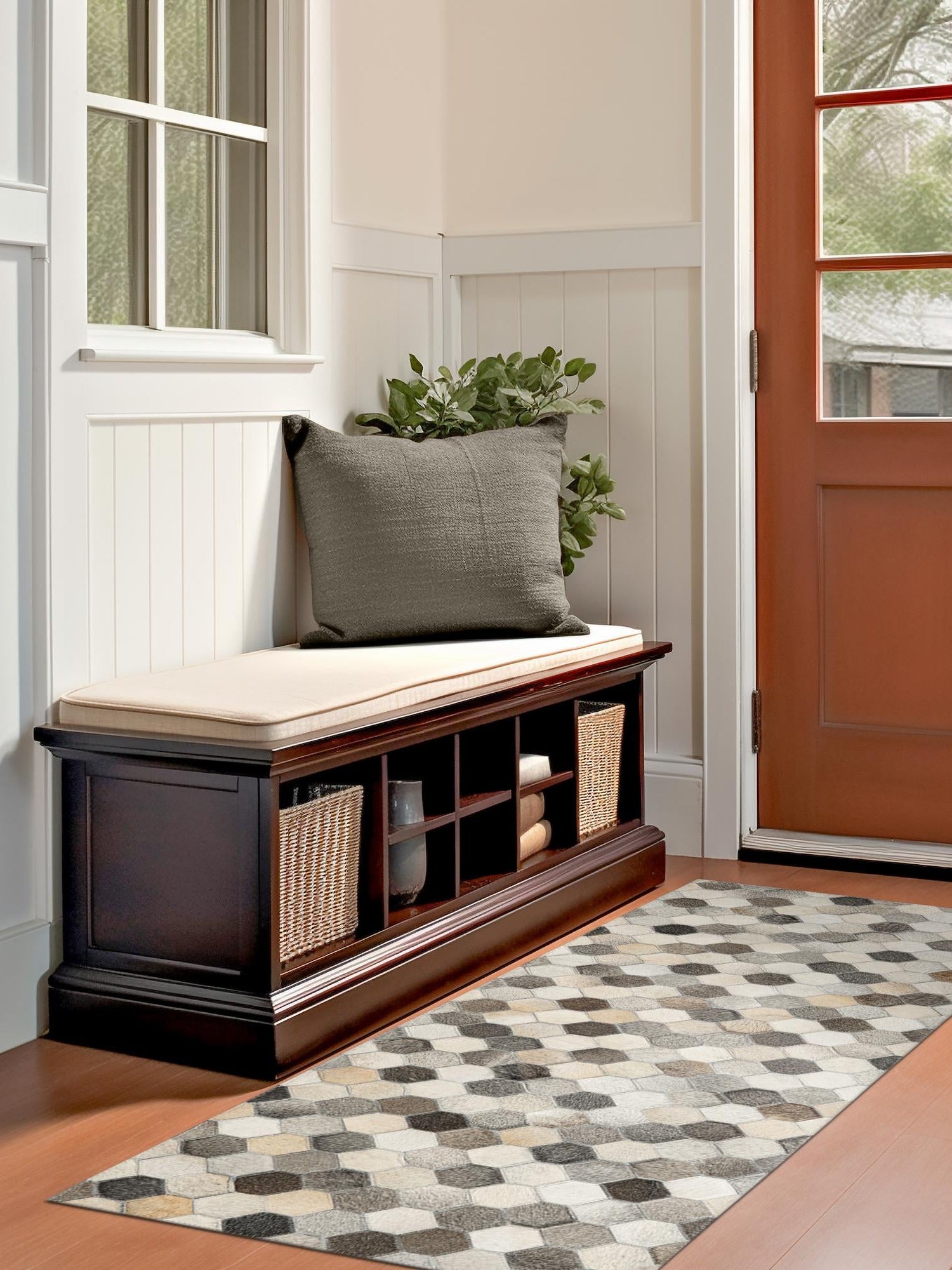 Authentic Luxury Ivory Gray 2' 2 x 4' 1 Cowhide Leather Runner Area Rug Modern Interior Design 100% Real Natural Cowhide Carpet for Designer Home Decor for Sale at Rug Engine