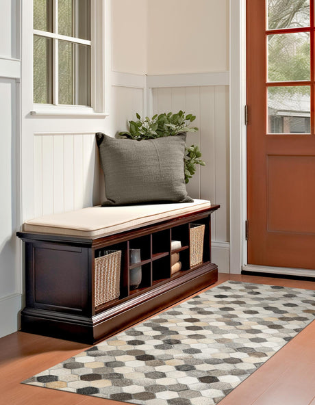 Authentic Luxury Ivory Gray 2' 2 x 4' 1 Cowhide Leather Runner Area Rug Modern Interior Design 100% Real Natural Cowhide Carpet for Designer Home Decor for Sale at Rug Engine