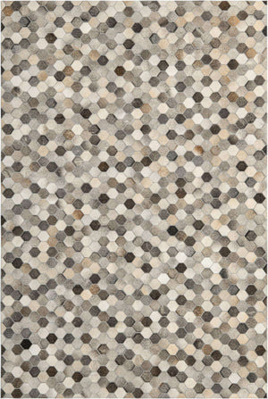 Ivory Gray 6' 1 x 9' Cowhide Leather Rectangle Rug