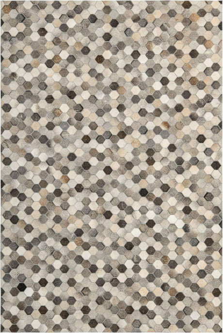 Ivory Gray 6' 1 x 9' Cowhide Leather Rectangle Rug
