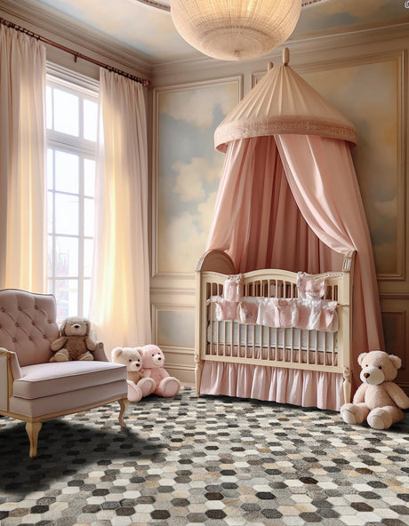 Authentic Luxury Ivory Gray 7' 10 x 7' 10 Cowhide Leather Square Area Rug Modern Interior Design 100% Real Natural Cowhide Carpet for Designer Home Decor for Sale at Rug Engine