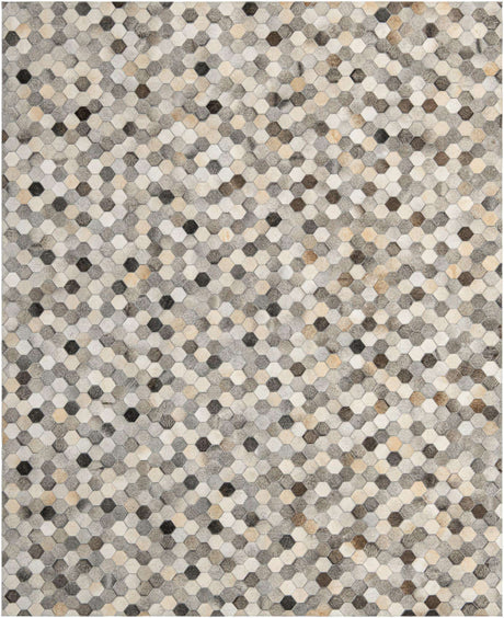 Ivory Gray 8' x 10' Cowhide Leather Rectangle Rug