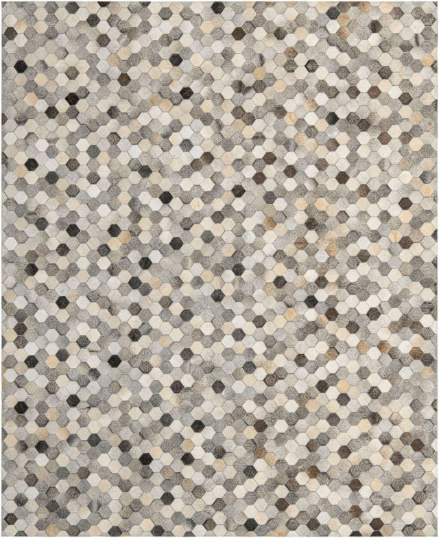 Ivory Gray 8' x 10' Cowhide Leather Rectangle Rug