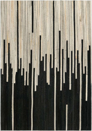 Black White 2' x 3' 1 Cowhide Leather Rectangle Rug