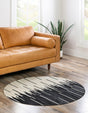Black White 4' 1 x 4' 1 Cowhide Leather Round Rug