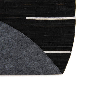 Black White 4' 1 x 4' 1 Cowhide Leather Round Rug