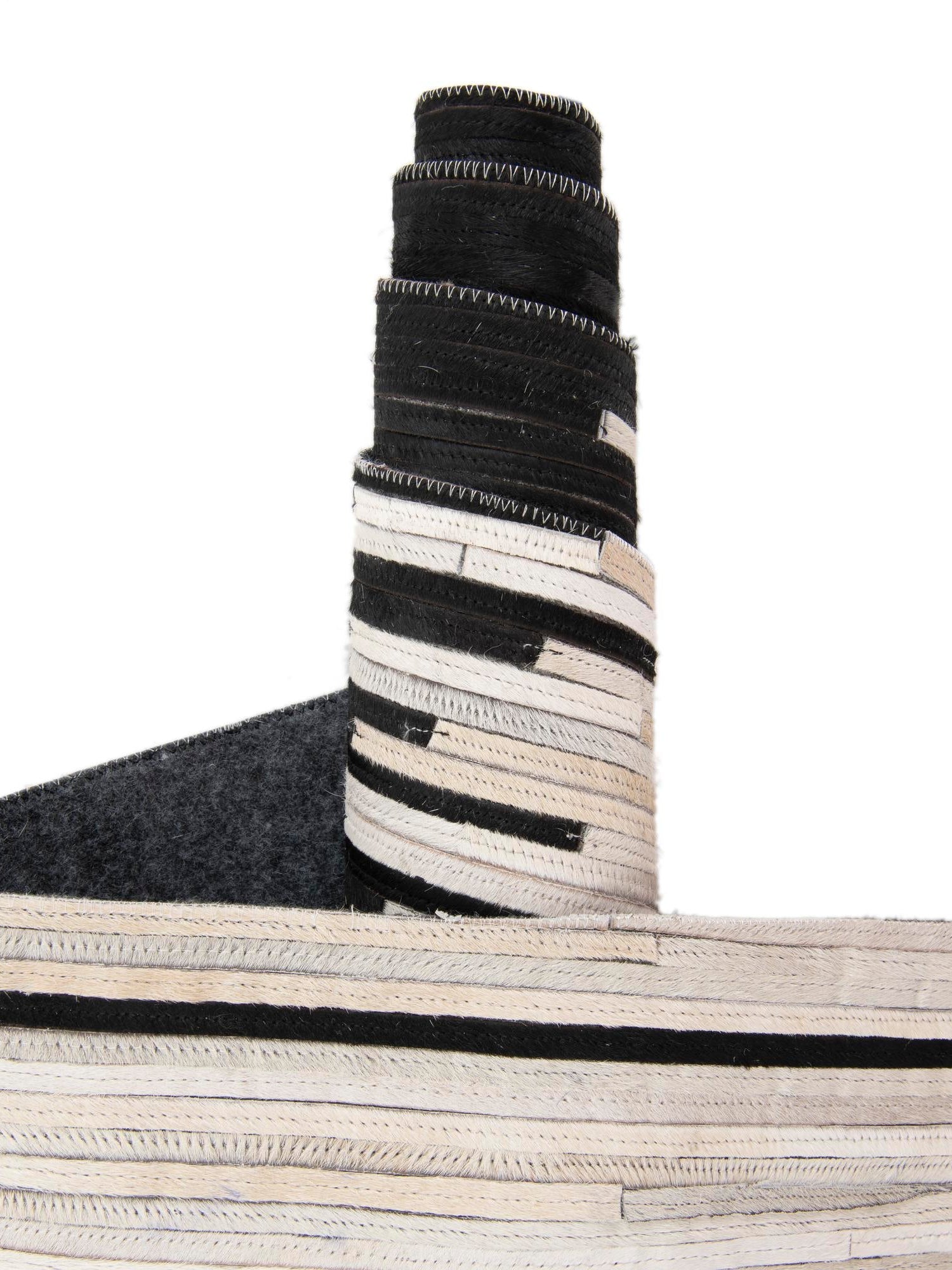 Authentic Luxury Black White 4' 1 x 4' 1 Cowhide Leather Round Area Rug Modern Interior Design 100% Real Natural Cowhide Carpet for Designer Home Decor for Sale at Rug Engine