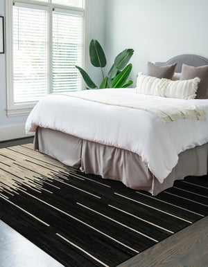 Black White 8' x 10' Cowhide Leather Rectangle Rug