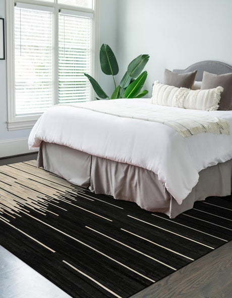 Authentic Luxury Black White 2' x 3' 1 Cowhide Leather Rectangle Area Rug Modern Interior Design 100% Real Natural Cowhide Carpet for Designer Home Decor for Sale at Rug Engine