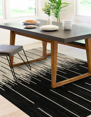 Black White 2' x 3' 1 Cowhide Leather Rectangle Rug