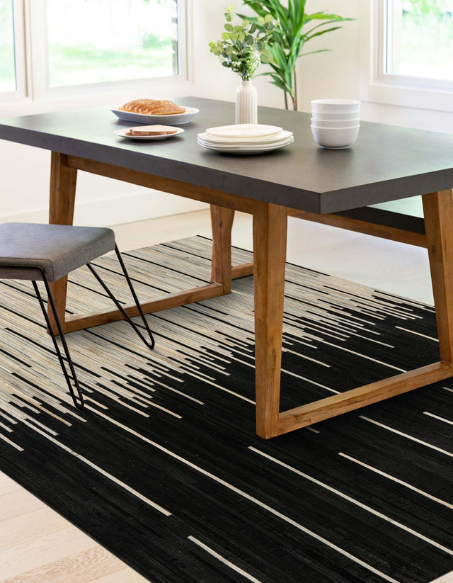 Black White 2' x 3' 1 Cowhide Leather Rectangle Rug