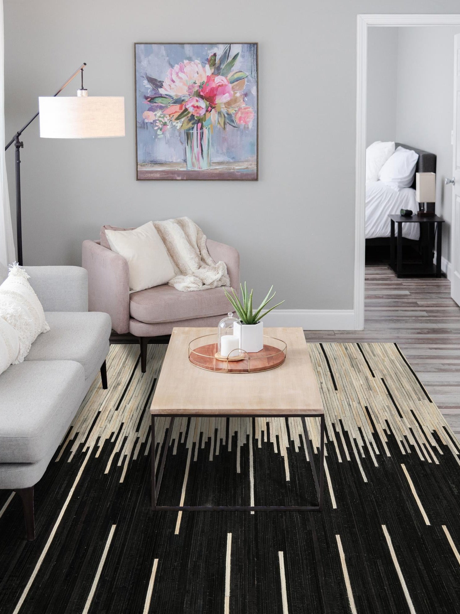 Authentic Luxury Black White 6' 1 x 9' Cowhide Leather Rectangle Area Rug Modern Interior Design 100% Real Natural Cowhide Carpet for Designer Home Decor for Sale at Rug Engine