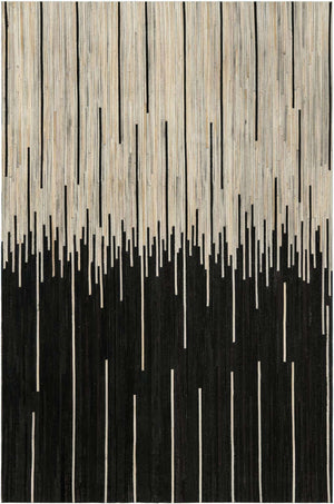Black White 5' 3 x 8' Cowhide Leather Rectangle Rug