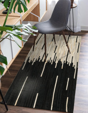 Black White 1' 2 x 3' 1 Cowhide Leather Runner Rug