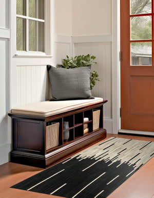 Black White 1' 2 x 3' 1 Cowhide Leather Runner Rug