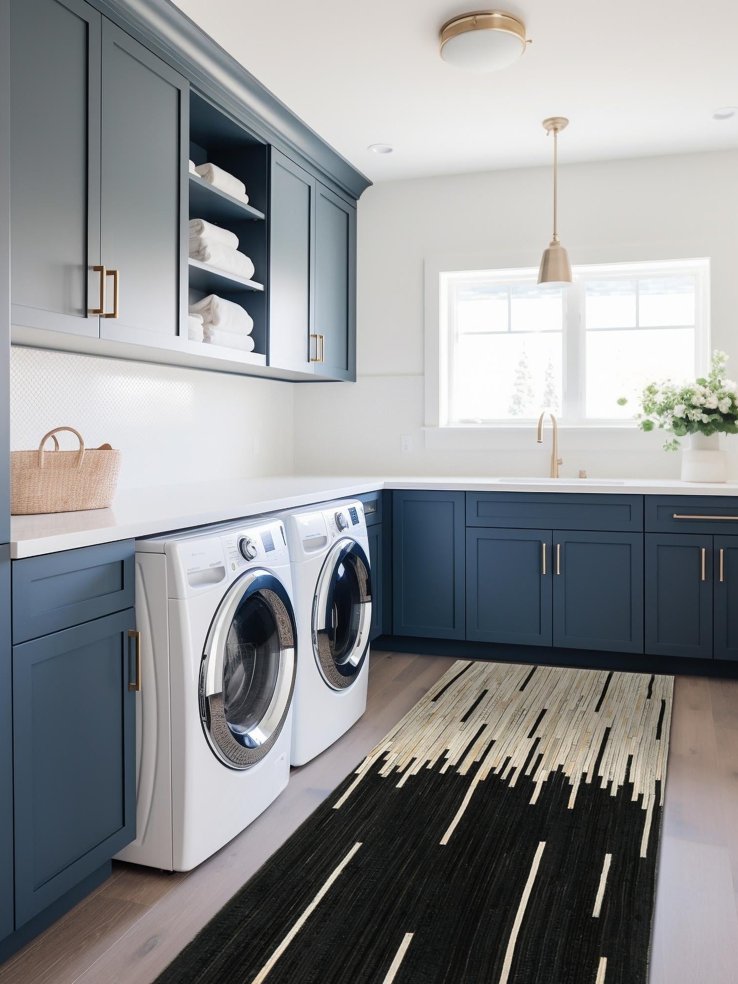 Authentic Luxury Black White 1' 2 x 3' 1 Cowhide Leather Runner Area Rug Modern Interior Design 100% Real Natural Cowhide Carpet for Designer Home Decor for Sale at Rug Engine