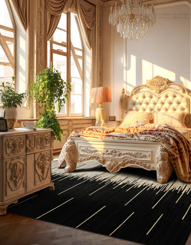 Black White 8' x 8' Cowhide Leather Square Rug