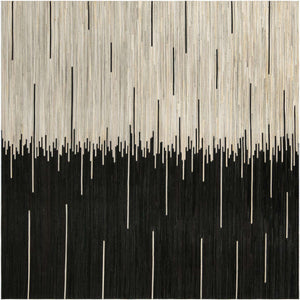 Black White 8' x 8' Cowhide Leather Square Rug