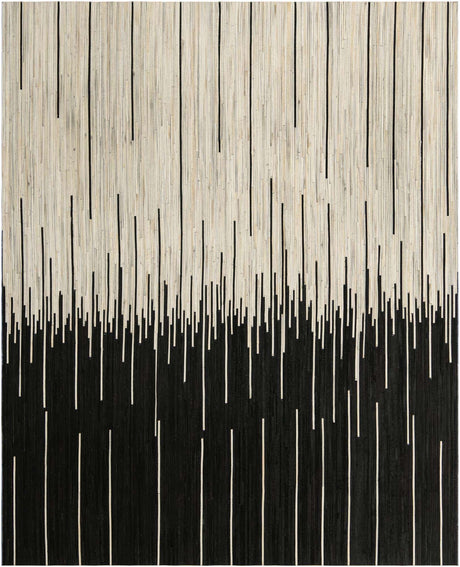 Black White 8' x 10' Cowhide Leather Rectangle Rug