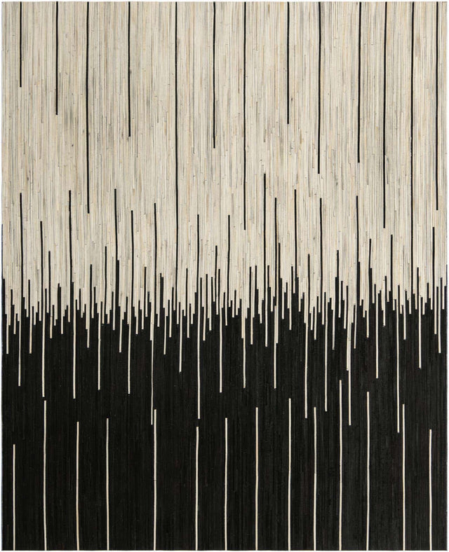 Black White 8' x 10' Cowhide Leather Rectangle Rug