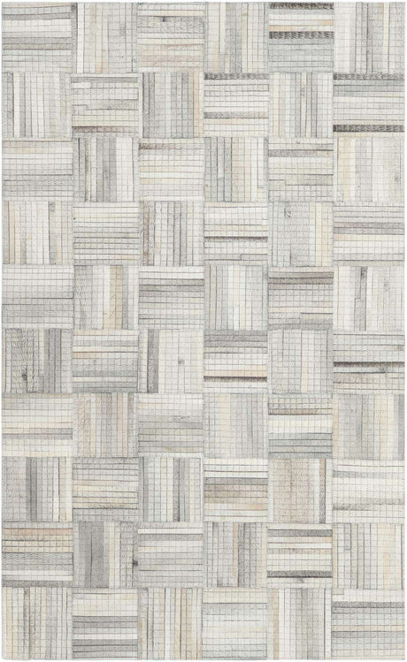 Light Brown Ivory 3' 1 x 5' 1 Cowhide Leather Rectangle Rug