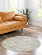 Light Brown Ivory 4' 1 x 4' 1 Cowhide Leather Round Rug