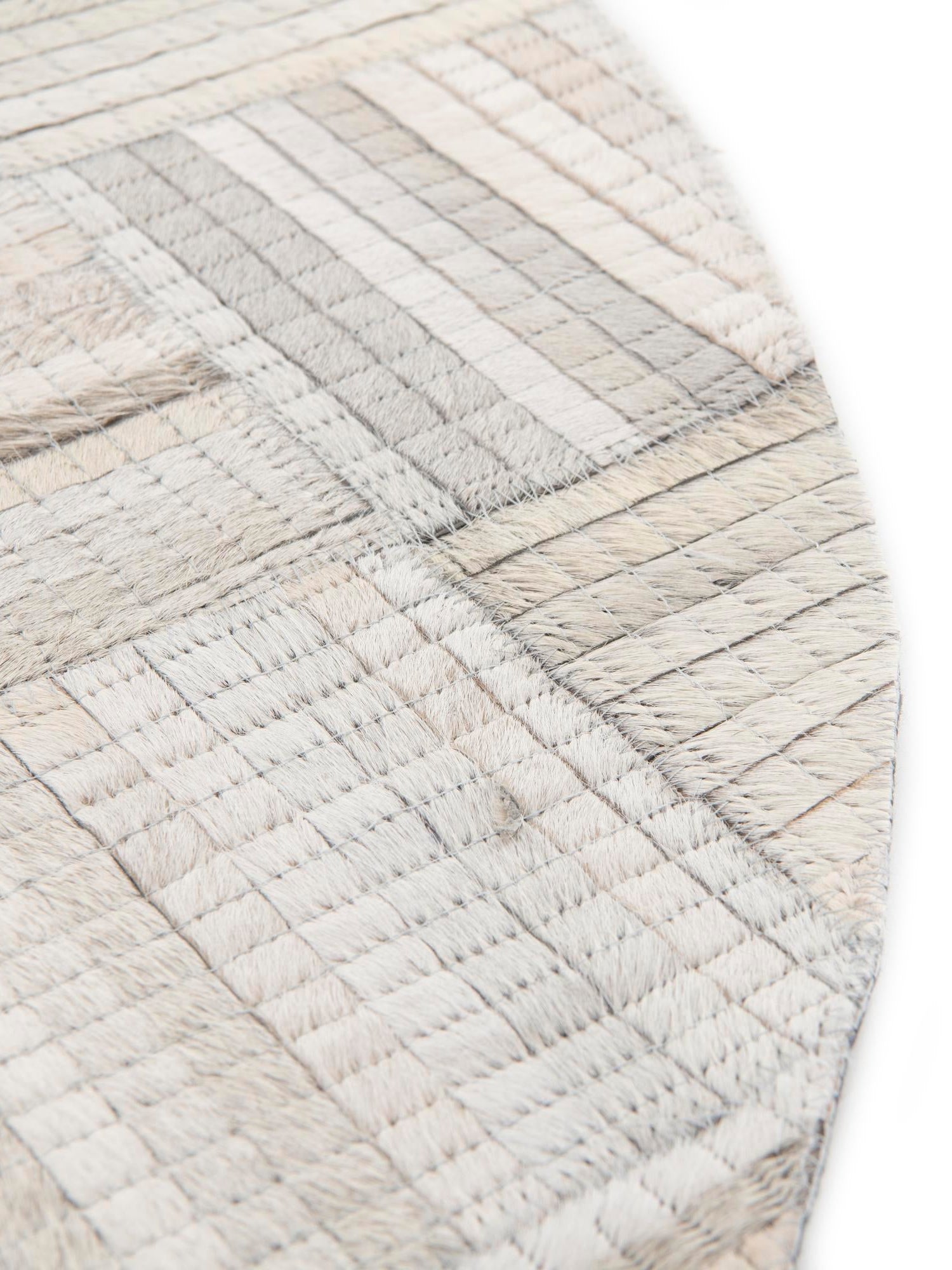 Authentic Luxury Light Brown Ivory 7' 10 x 7' 10 Cowhide Leather Round Area Rug Modern Interior Design 100% Real Natural Cowhide Carpet for Designer Home Decor for Sale at Rug Engine