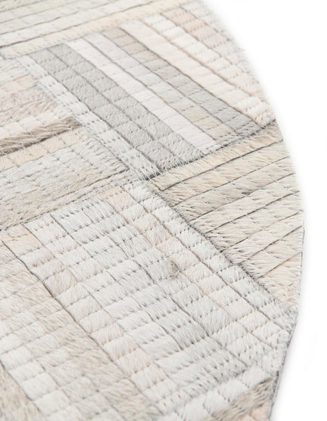 Authentic Luxury Light Brown Ivory 7' 10 x 7' 10 Cowhide Leather Round Area Rug Modern Interior Design 100% Real Natural Cowhide Carpet for Designer Home Decor for Sale at Rug Engine