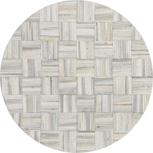 Light Brown Ivory 4' 1 x 4' 1 Cowhide Leather Round Rug
