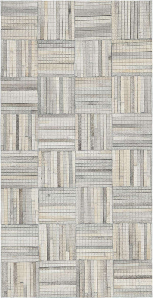 Light Brown Ivory 2' 2 x 4' 1 Cowhide Leather Runner Rug